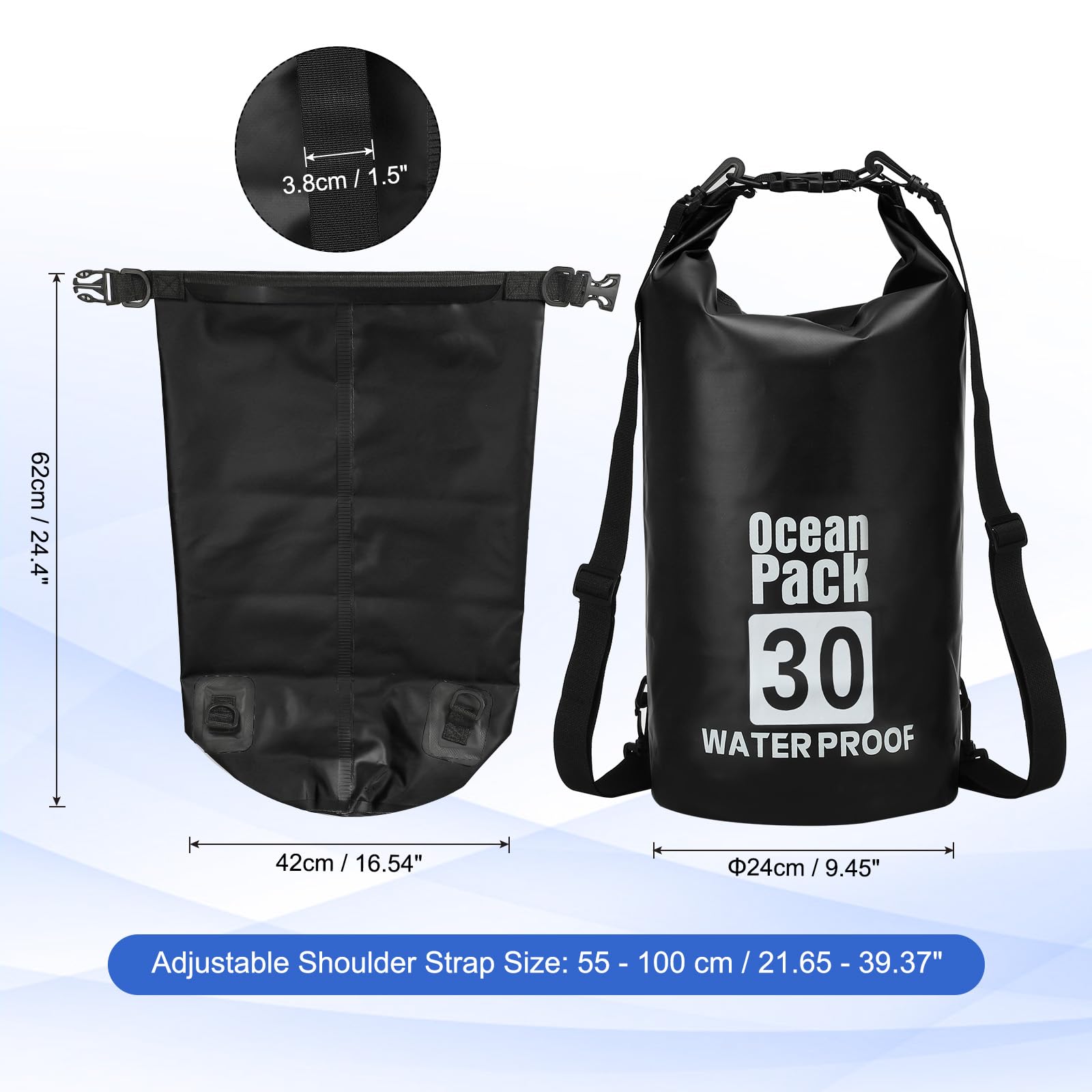 Wasserdichter Trockentasche, 30 l, passend für Damen und Herren, wasserdichte Taschen, leicht, trockene Aufbewahrung, schwimmender Rucksack mit Pfeife für Reisen, Rucksackreisen, Bootfahren