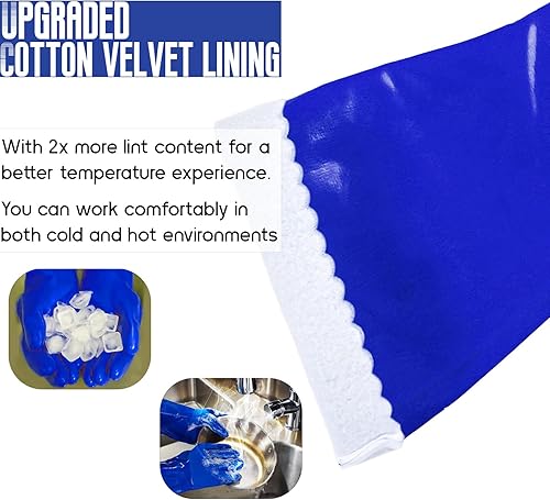 Miniatura 3 de 2 pares de guantes de goma con forro de algodón, guantes de limpieza antideslizantes para el hogar, guantes reutilizables para lavar platos