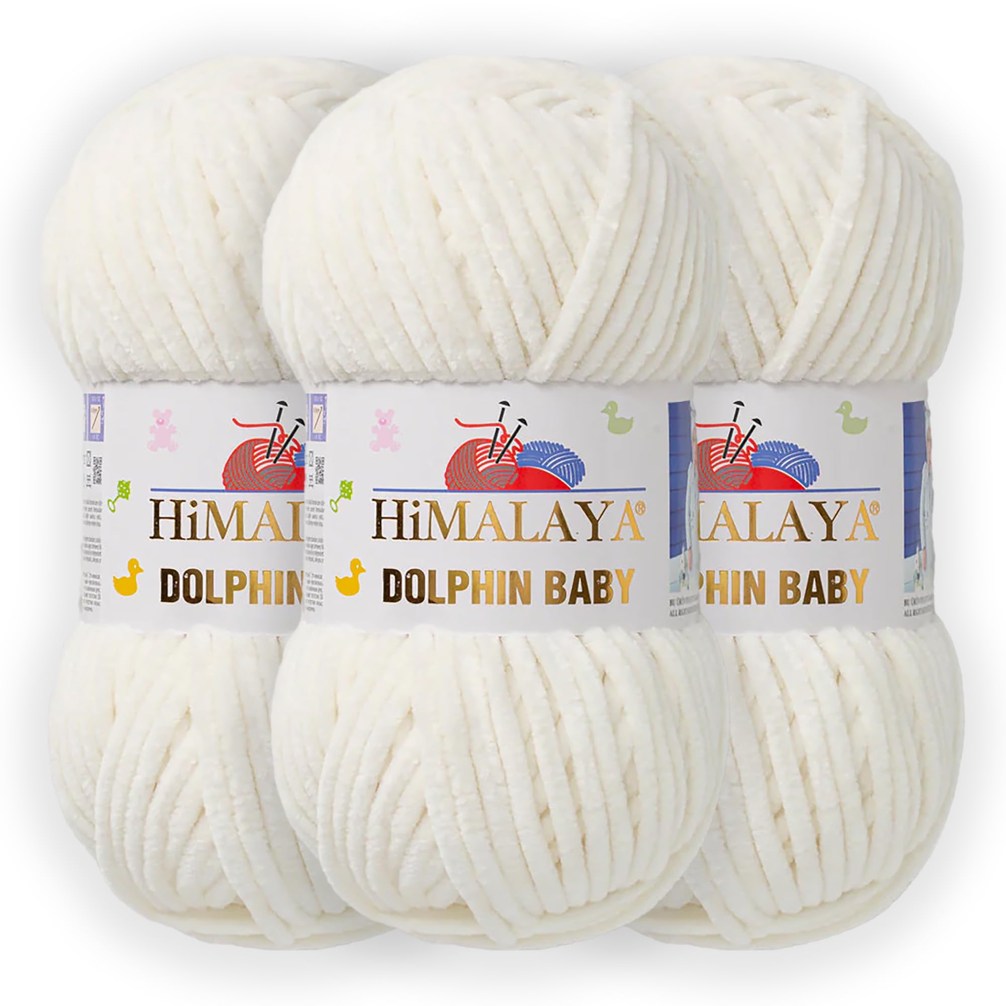 3 Skein/Pack Himalaya Dolphin Baby Chenille Yarn, Each Ball 100 gr (3.5 oz), 120 m (132 Yards), 100% Polyester, Super Bulky Baby Blanket Velvet