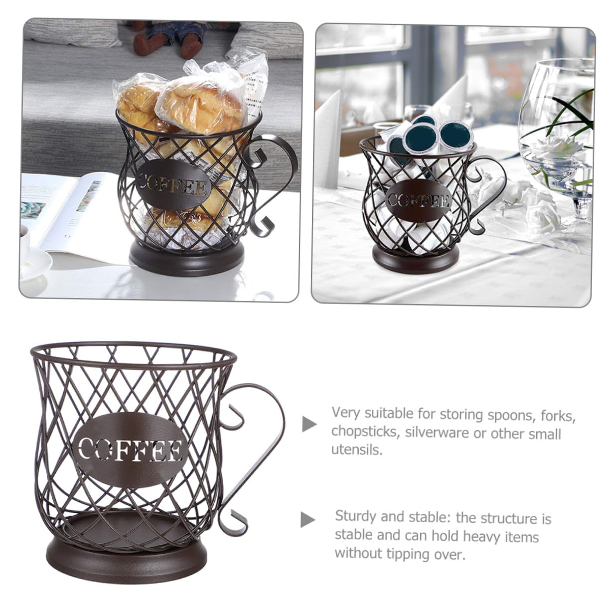 Gatuida Porte-couverts en Métal Noir pour Ustensiles Cuisine, Support Élégant et Simple, Rangement Polyvalent Cuisine et Patio