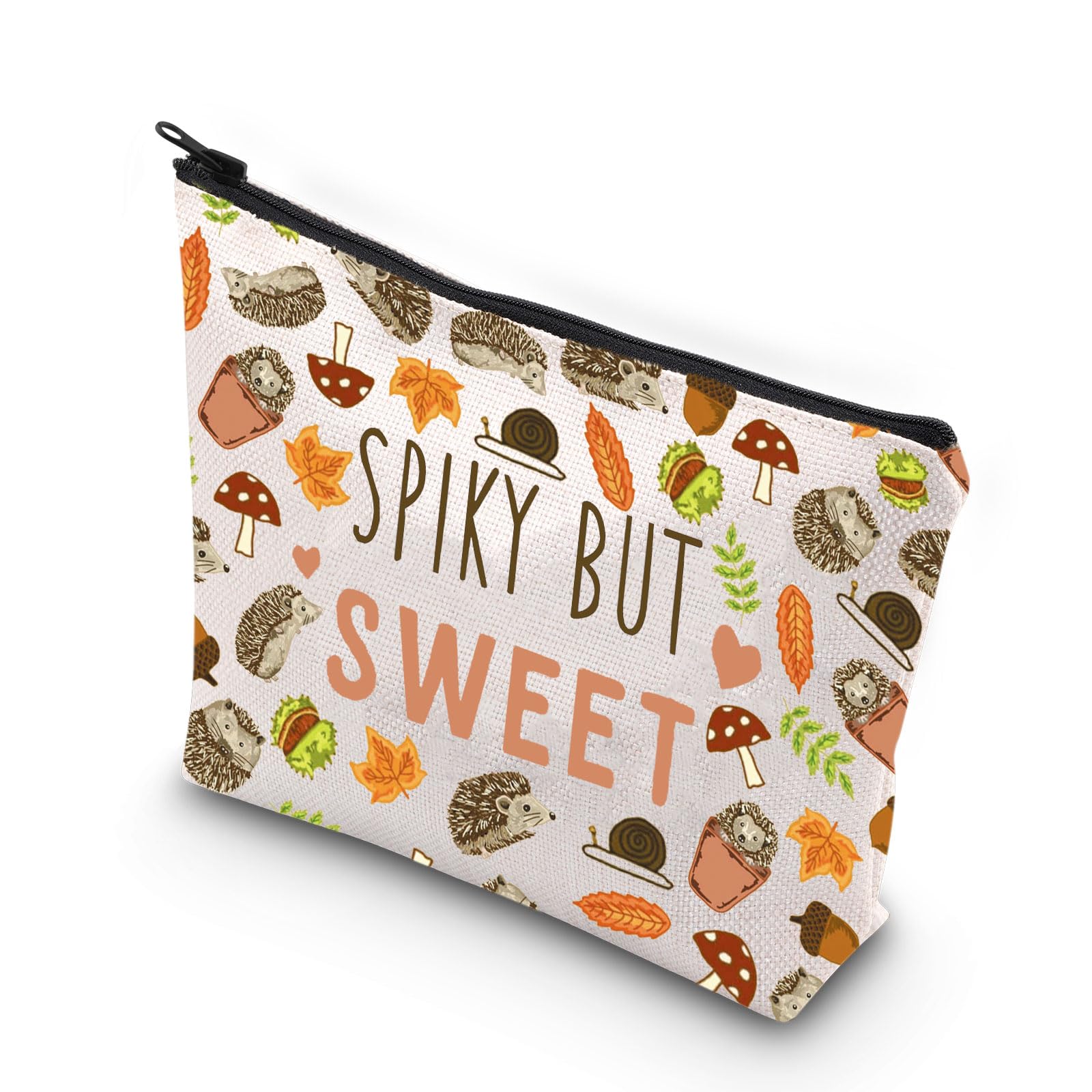 WCGXKO Hedgehog Gift Hedgehog Lover Makeup Bag Animal Lover Gift Spiky But Sweet Zipper Pouch Makeup Bag, SPIKY BUT, Zipper