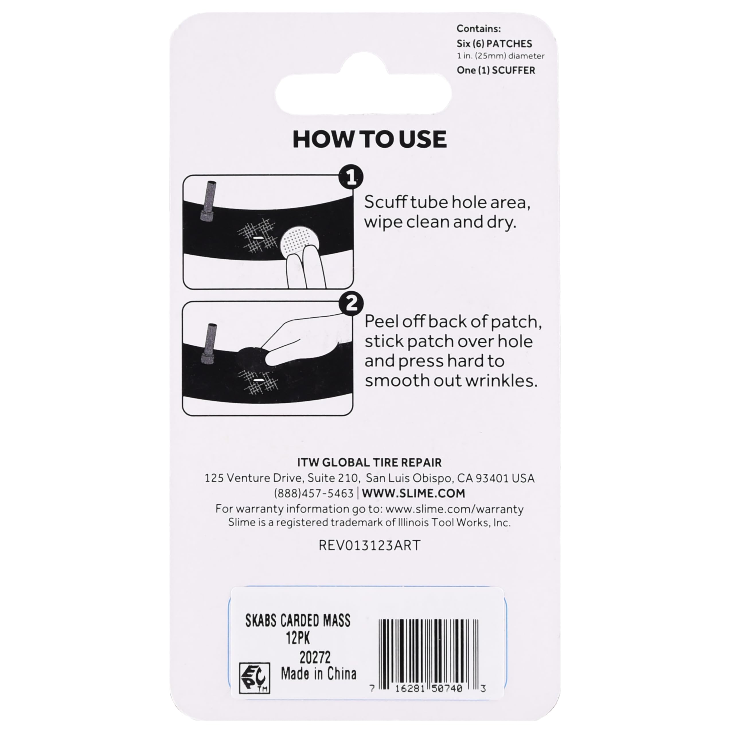 Slime 20272 Bike Skabs Pre-Glued Patch Kit, for Bike Tube Puncture Repair, Peel and Stick, Contains 6 Patches and a Metal scuffer - Image 7