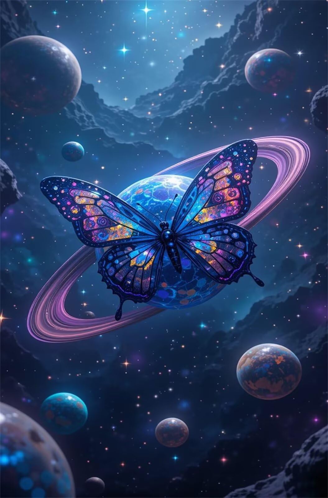 Puzzle para Adultos 4000 Piezas, Mariposa Espacial, con Póster, Piezas de Encaje, Letras en la Parte Posterior, Decoración de Pared, Regalo para Adultos (141x87cm)
