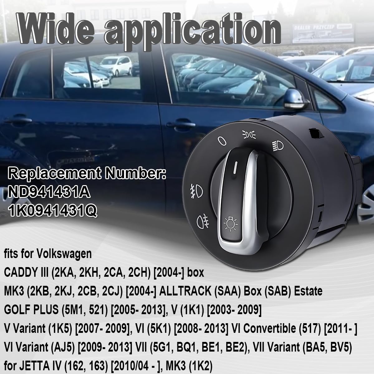 ZAMDOE 5ND941431A Interruptor de Faros para VW EOS 5 Plus 6 3 4 Passat B6 CC Variant Jetta Beetle Scirocco Transporter Sharan 3 para Seat Alhambra Estate Interruptor de Control de Faros antiniebla