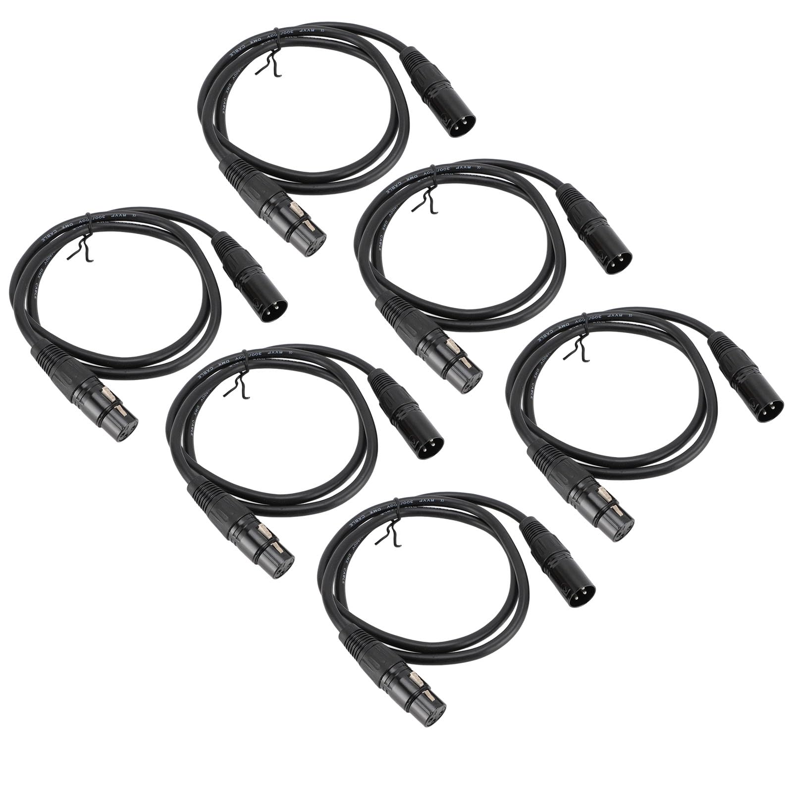 Demeras Cable de Señal de Luz de Escenario XLR Profesional Cable de Micrófono Versátil 1 M de Longitud 10 Piezas de Señal de Escenario Negro para Eventos en Vivo y Estudios