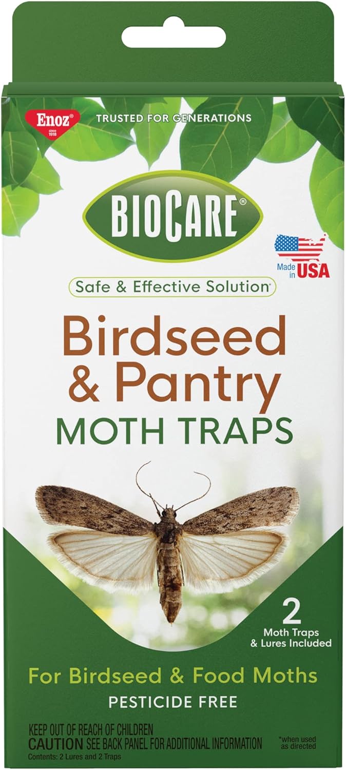 Enoz BioCare Birdseed & Pantry Moth Traps, Attracts and Kills Birdseed & Pantry Moths, Non-Toxic, Pack of 2