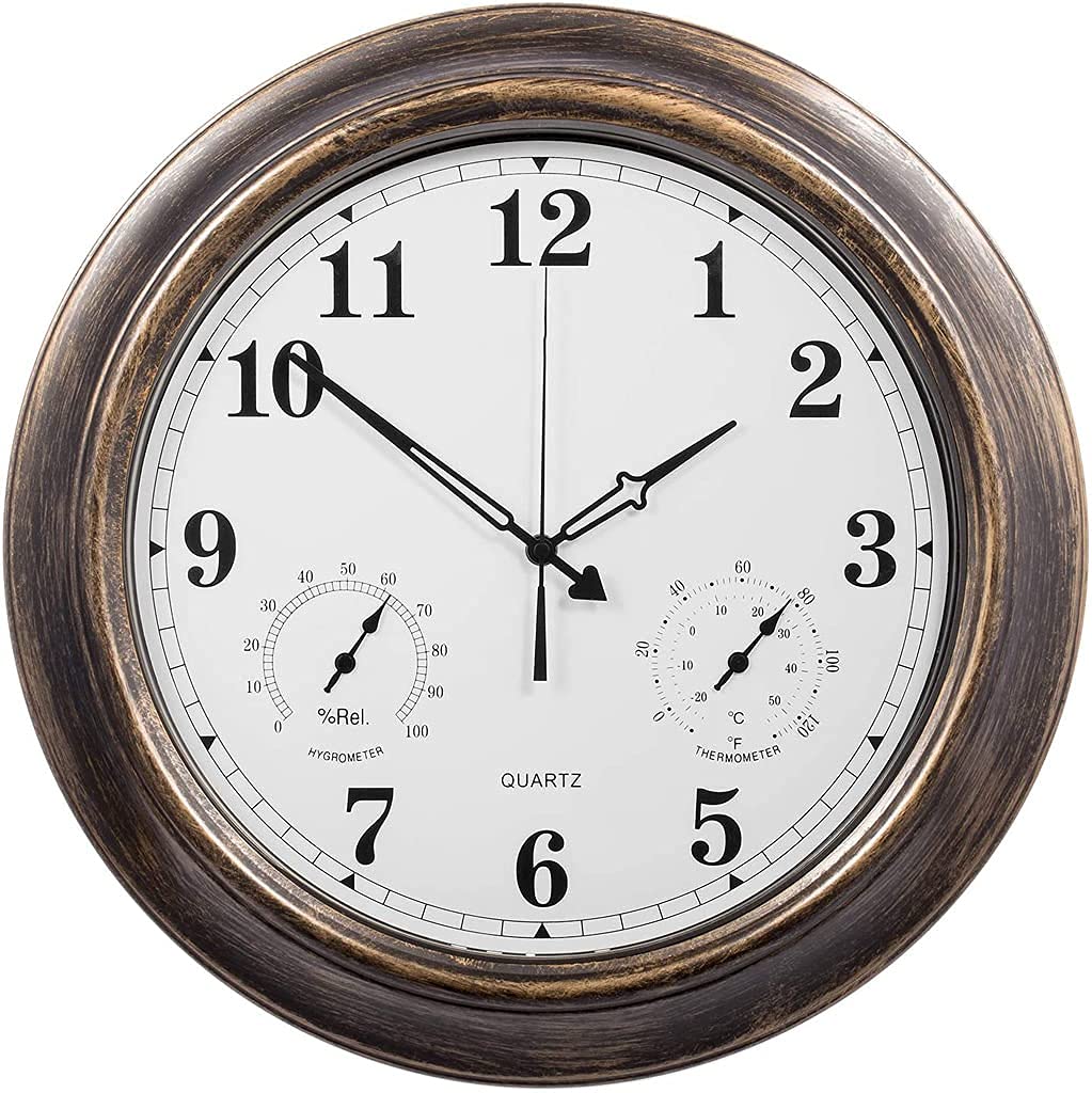 Horloge de jardin étanche 18" grand cadran avec capteurs de température