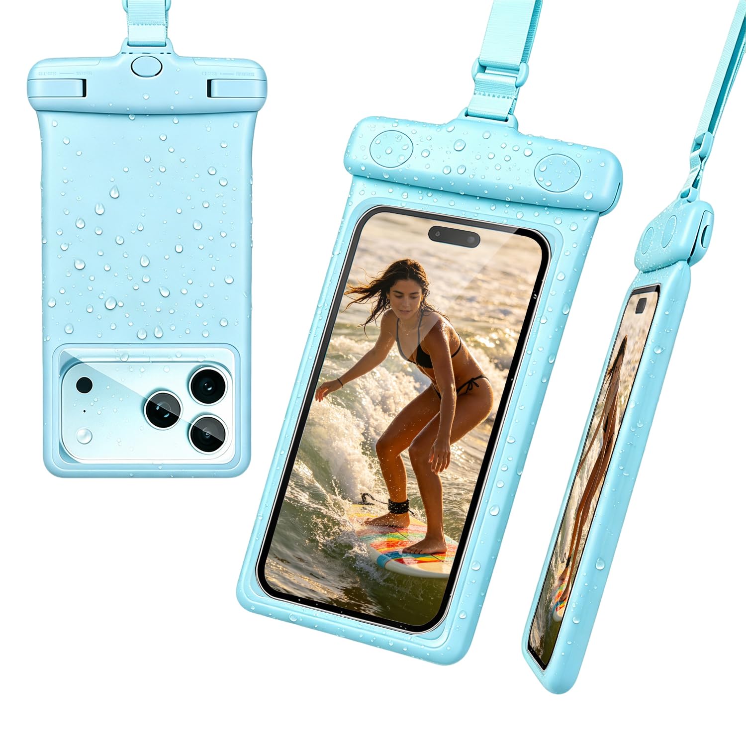 wellhouse Waterproof Phone Pouch, Waterproof Phone Case for iPhone 17 16 15 14 13 Pro Max XS Samsung, IPX8 3D Cellphone Dry Bag Beach Essentials (1