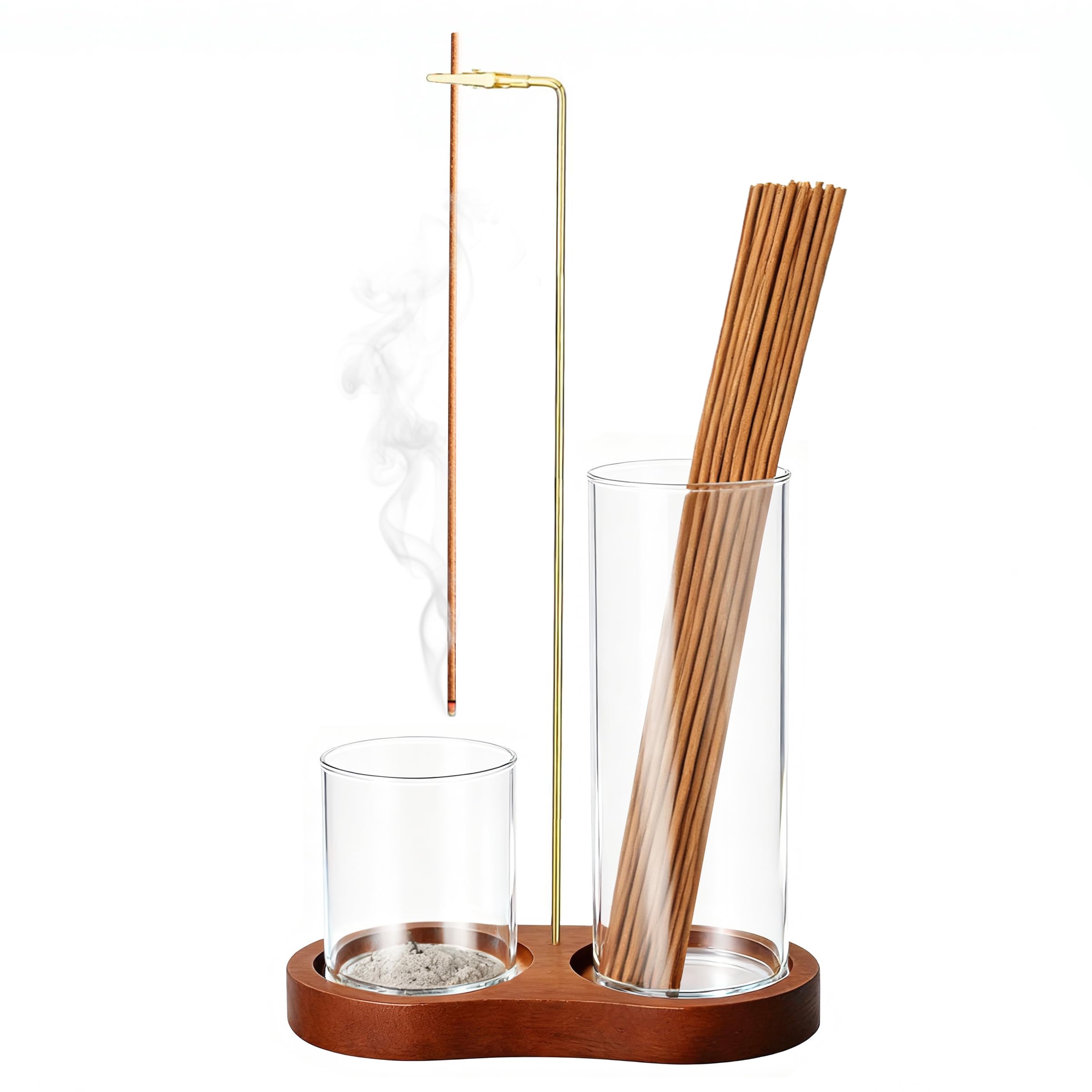 Upside Down Incense Holder for Sticks with Removable Glass Ash Catcher,Upgrade Wooden Incense Stick Burner Holder for Meditation Yoga Spa Zen Meditation Tea Room Decor