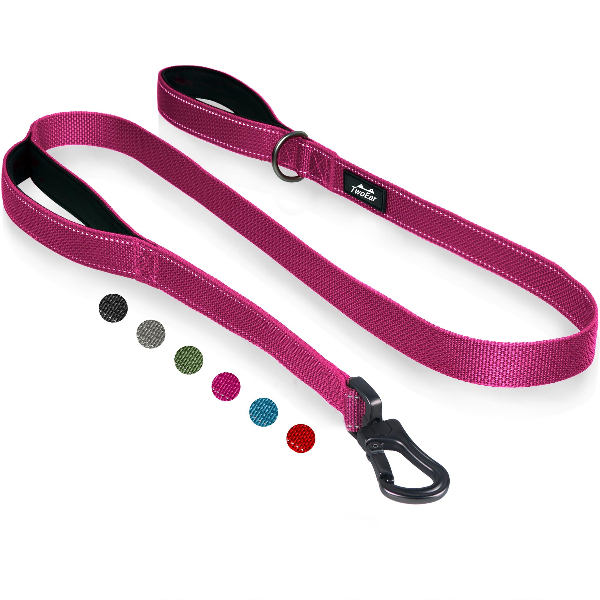 Photo 1 of TwoEar 6FT 1IN Strong Rose Dog Leash with 2 Padded Handles, Traffic Handle Extra Control, Comfortable Soft Dual Handle, Auto Lock Hook, Reflective Walking Lead for Small Medium and Large Dogs