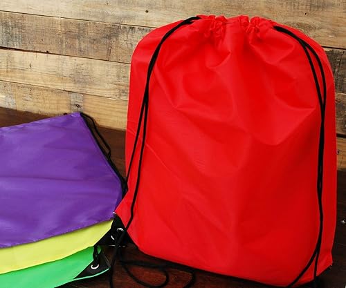 Miniatura 6 de Threadart Mochilas con cordón Paquete de 10 Saco deportivo de cuerda Gimnasio, almacenamiento y viajes Grande 15 x 18.5 pulgadas, Agua, Viajar