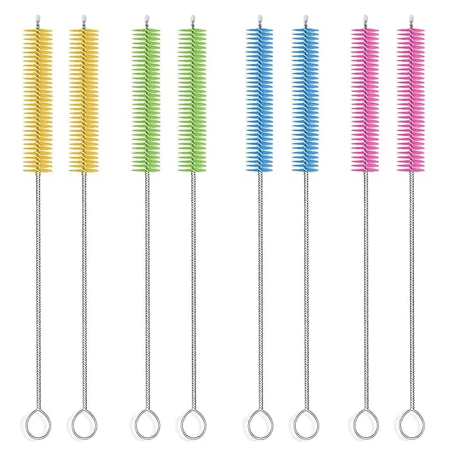 8 długich słomek do czyszczenia, 20 cm, szczotka do łatwego czyszczenia, szczotka ze słomką, szczotka do butelek, słomek dla niemowląt, słomek do picia, dzbanków do herbaty i wielu innych (włosie 15