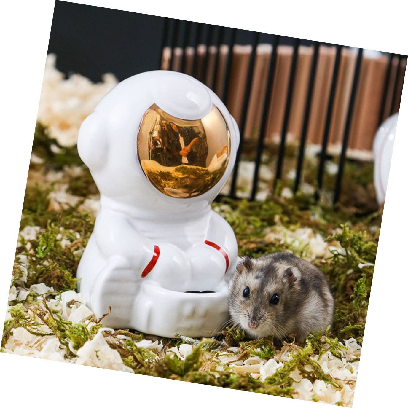Mipcase Nido para Hámster Serie Astronaut Comedero para Hámster De Cerámica Escondite para Chinchilla Temática Espacial y Forma De Bañera para Comedero Lavable