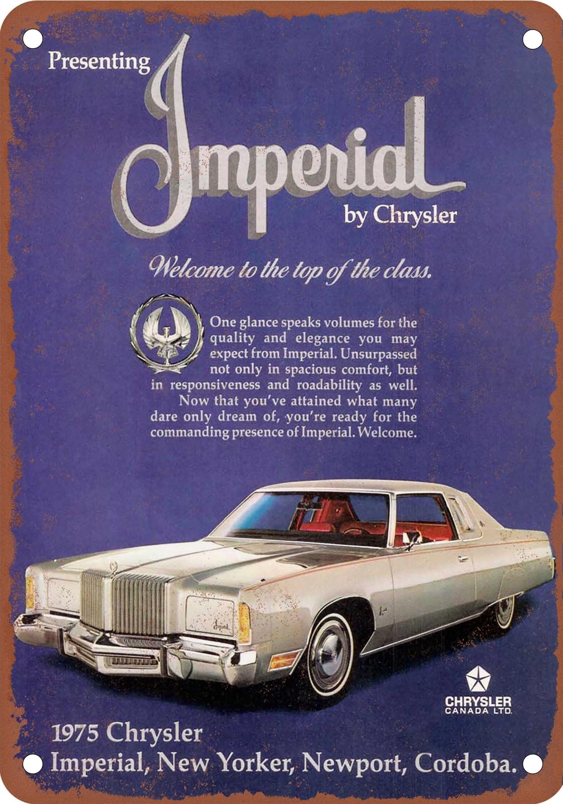METAL SIGN - 1975 Imperial Vintage Ad 01 - Old Retro Rusty Look home decor
