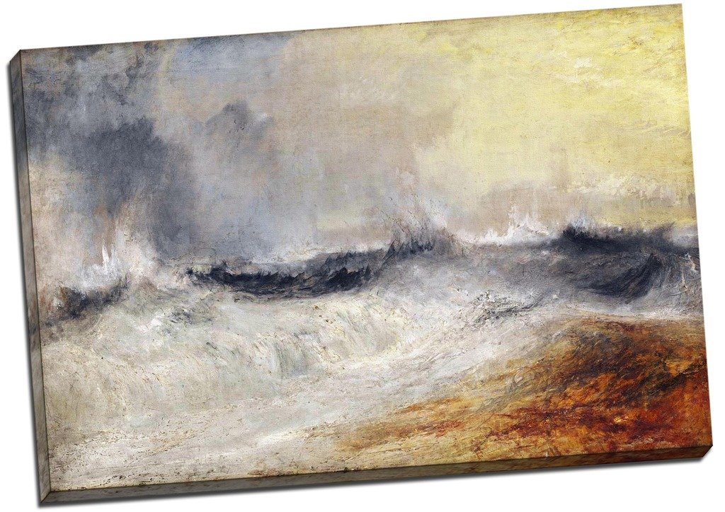 J.M.W. Turner Waves Breaking Against the Wind Canvas Print Picture Wall Art Large 30x20 Inches
