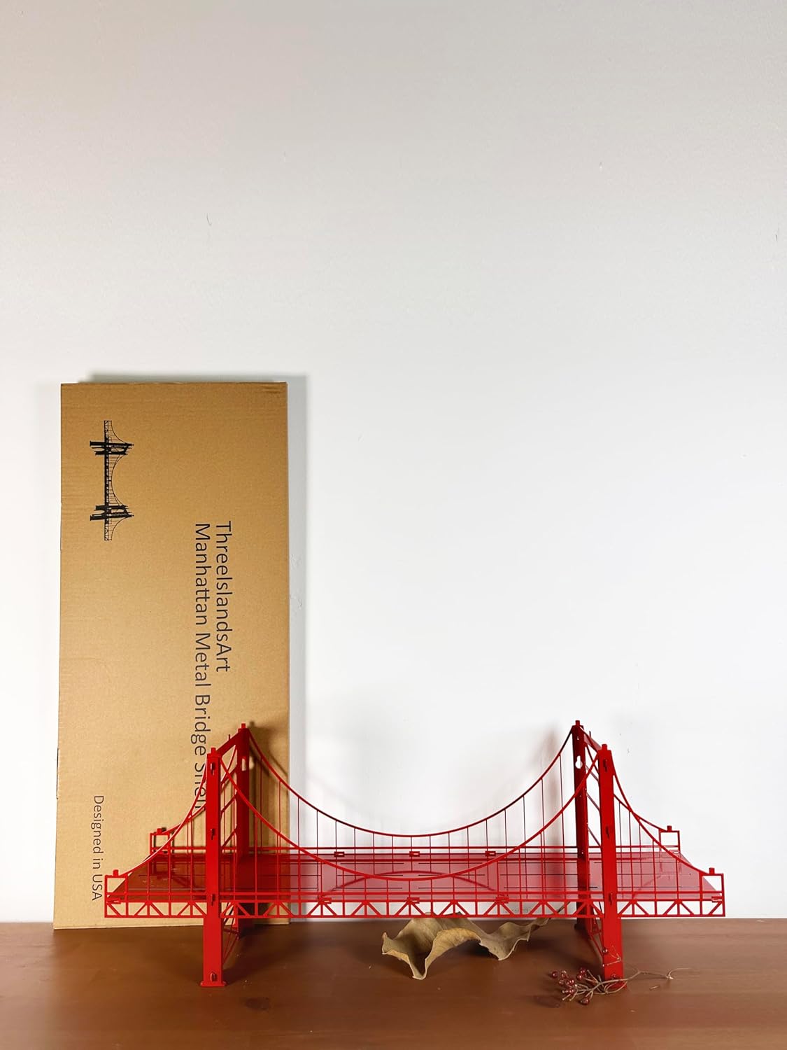 Handcrafted Golden Gate Bridge Metal Art Shelf – Unique Wall Décor for Living Room, Bedroom, or Office – 3D Metal Sculpture with Functional Shelf – Artisanal Industrial Design – Easy to Mount