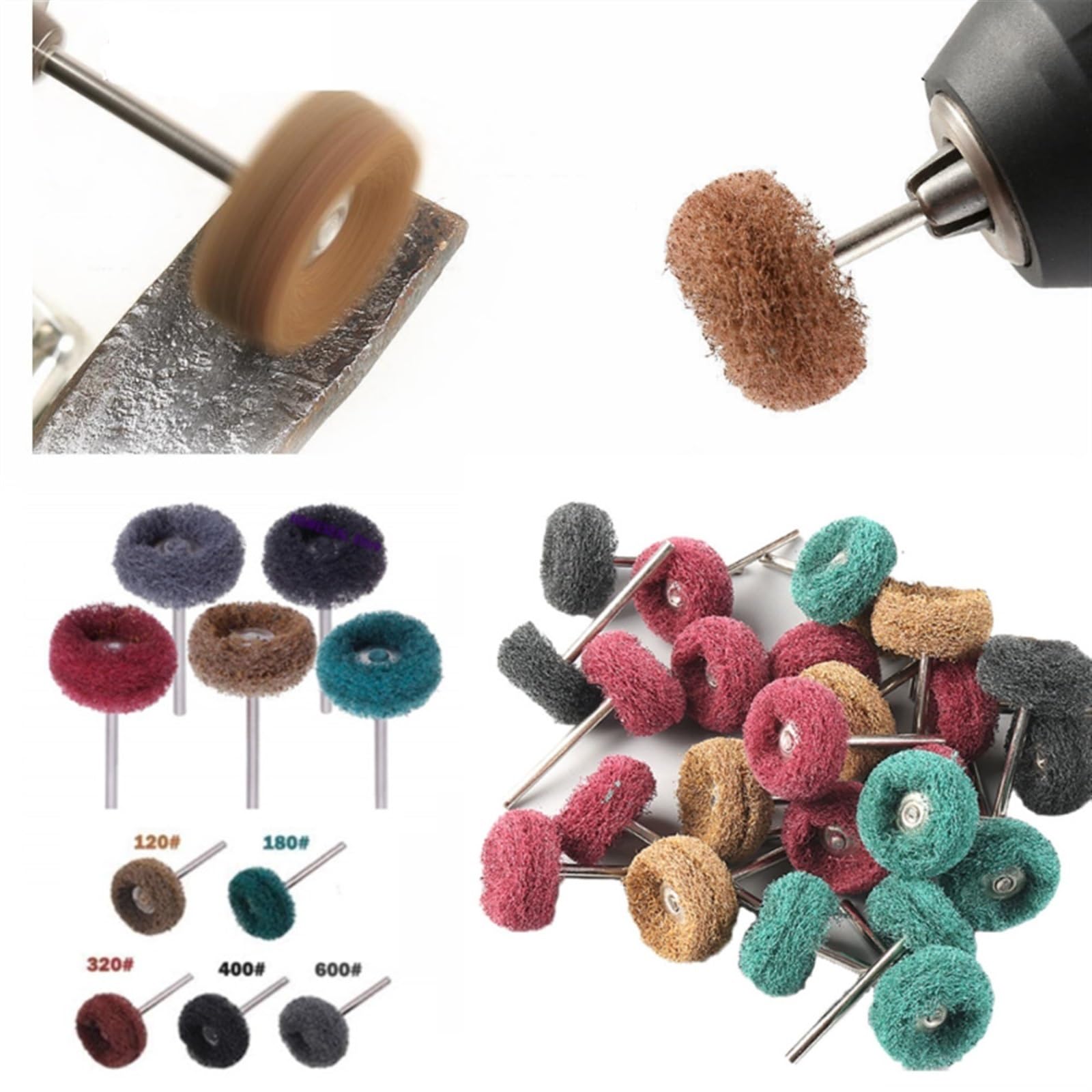 Tarcze Listkowe, Tarcze Polerskie Nylonowa Mini Wiertarka Szczotka Ścierna 2,35 Mm Trzpień Polerowanie Tarcza Polerska Środek Do Usuwania Rdzy/40Pcs