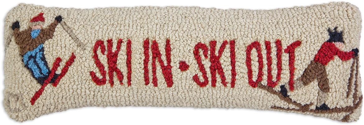 Chandler 4 Corners Artist-Designed Ski in Ski Out Hand-Hooked Wool Decorative Throw Pillow (8 in x 24 in) Ski Pillow for Couches & Beds - Easy Care & Low Maintenance Winter Pillow for Cabins & Lodges