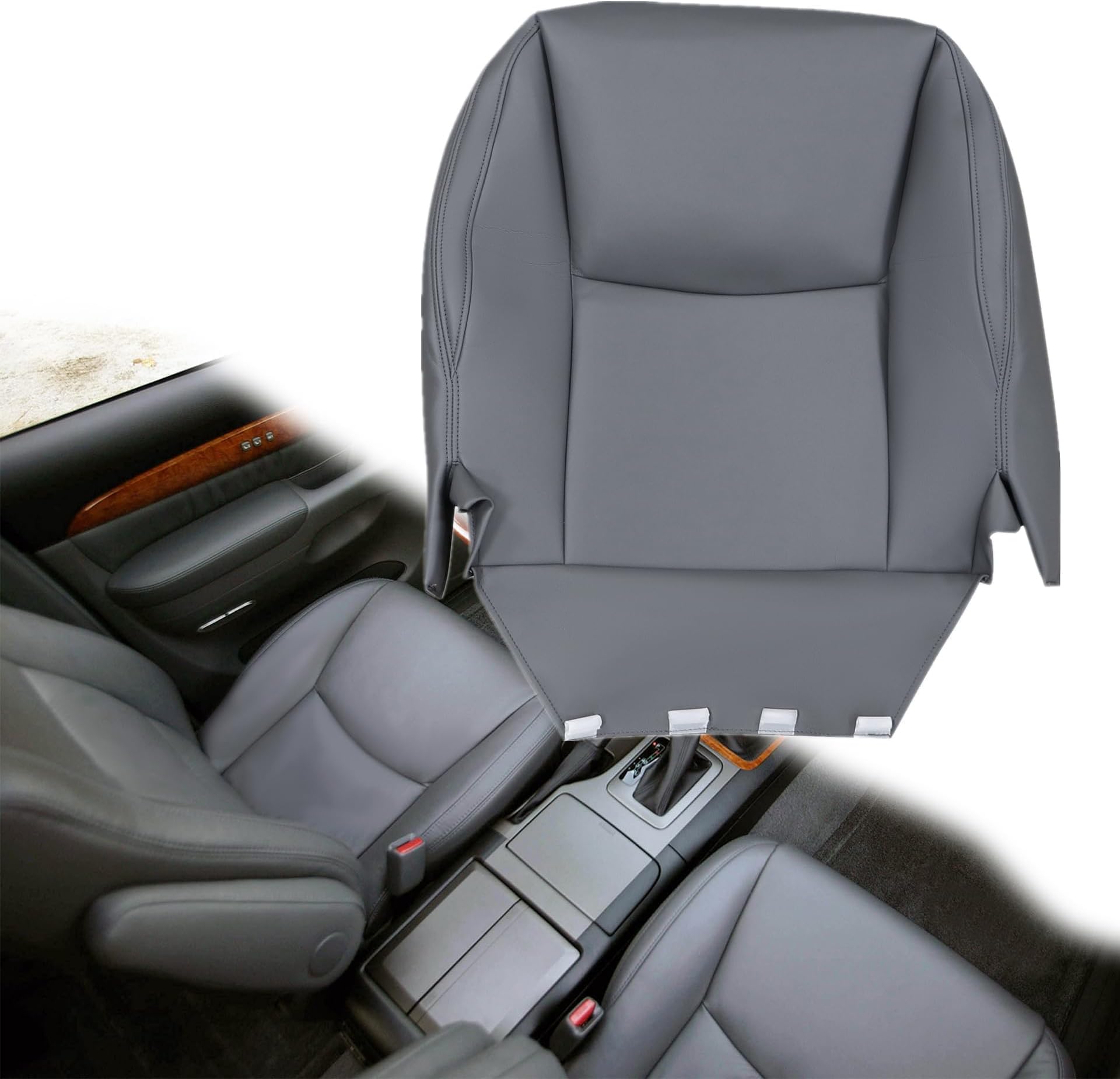 GXARTS Driver Side Bottom Lower Replacement Leather Seat Cover Dark Gray Compatible with Lexus GX470 2003 2004 2005 2006 2007 2008 2009