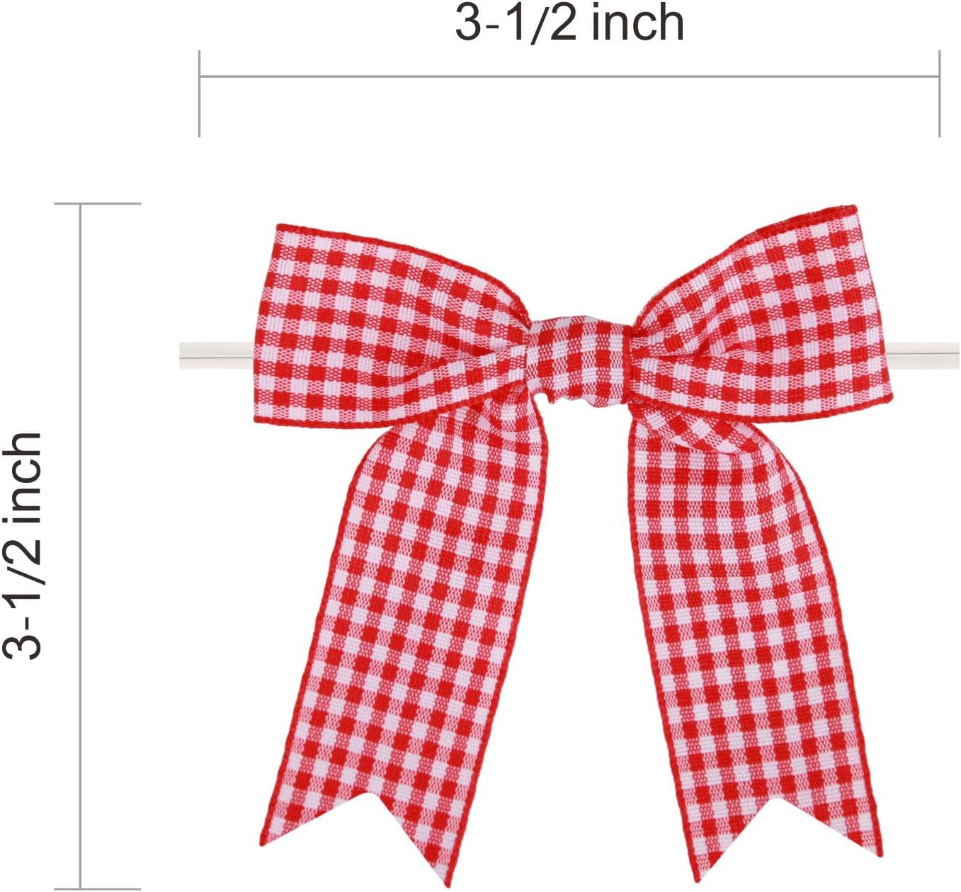 Meseey 30 Pcs 3.5 Inches Gingham Ribbon Bows with Twist Tie Red and White Buffalo Check Premade Craft Bows for Gift Wrapping Basket Wedding Baby Shower Brithday Party (RedW)
