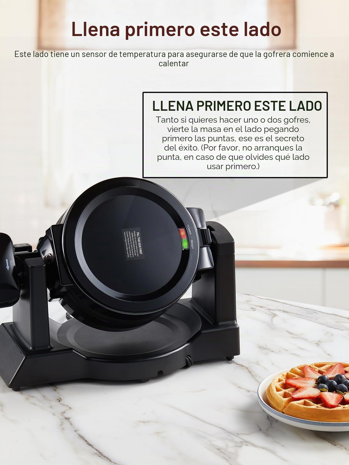 Waffle Maker, 1400 W doble gofre belga 180° Flip, 8 rebanadas en 3 minutos, placas giratorias y antiadherentes, antiarañazos, bandeja de goteo extraíble fácil de limpiar, mango de tacto fresco,