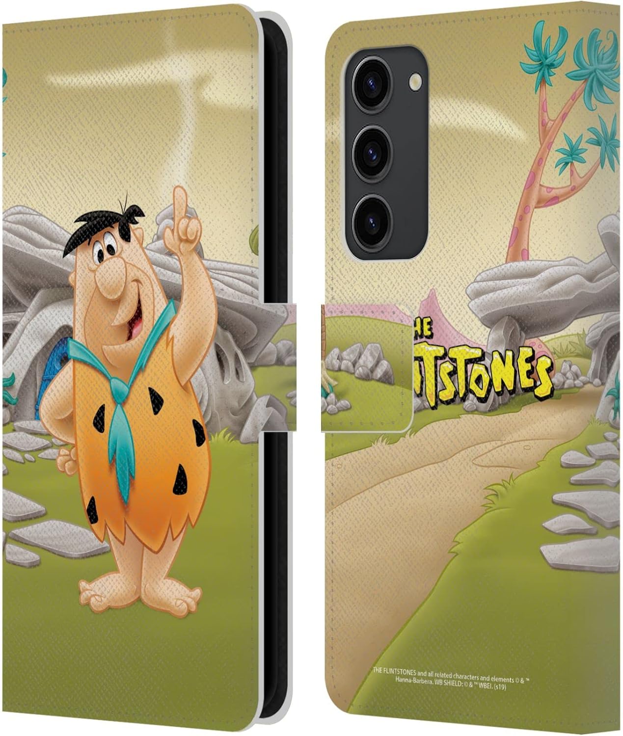 Head Case Designs Officially Licensed The Flintstones Fred Flintstones Characters Leather Wallet Case Compatible with Samsung Galaxy S23+ 5G