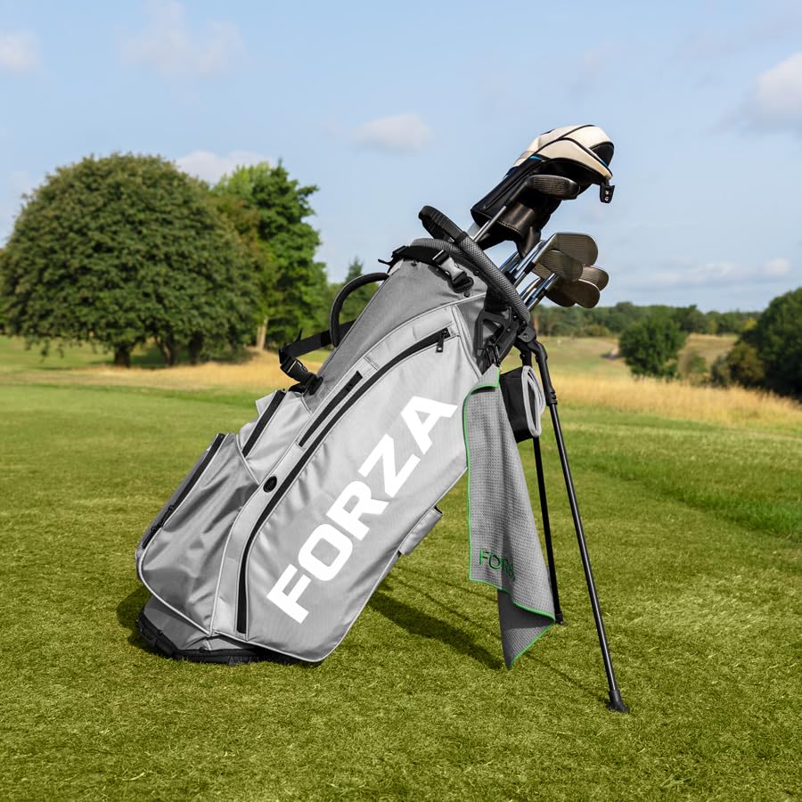 FORZA Bolsa de golf con soporte | Bolsa divisora ligera de 5 vías para palos de golf con doble correa acolchada y 6 bolsillos con cremallera - Almacenamiento organizado y transporte cómodo para todos