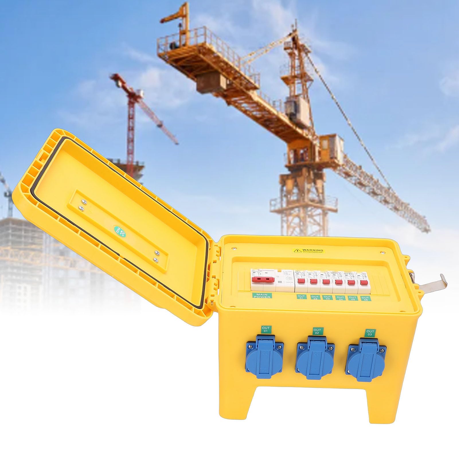 Generic Scatola di Distribuzione Elettrica Portatile Resistente All'acqua con 6 Prese per Giardino da Cantiere, Robusto Materiale ABS PC