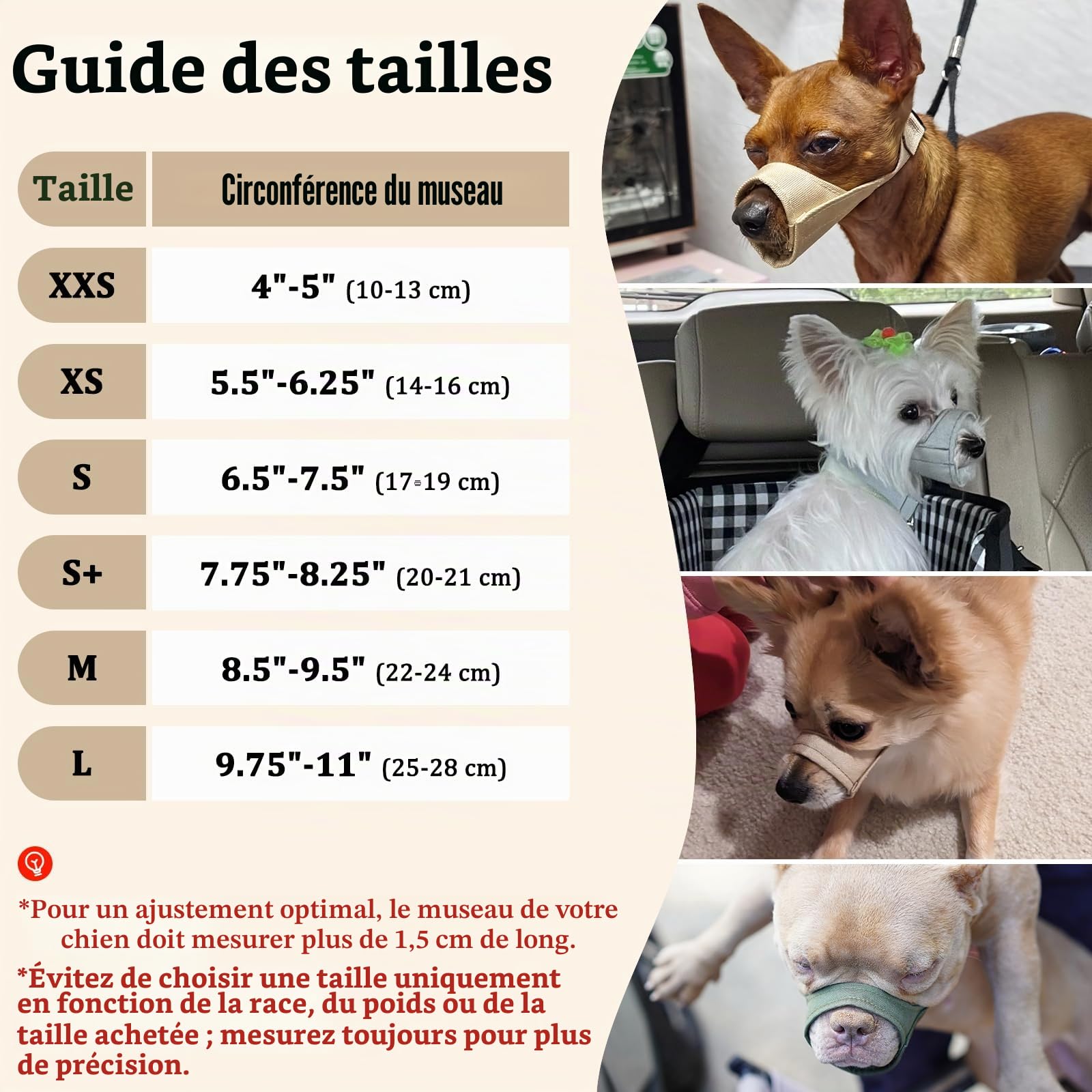 Mayerzon Muselière à museau Court pour Chihuahua, Shih tzu, Boxeur américain, muselière en Tissu Doux pour Le toilettage des visites vétérinaires, empêche Les morsures et Les Combats