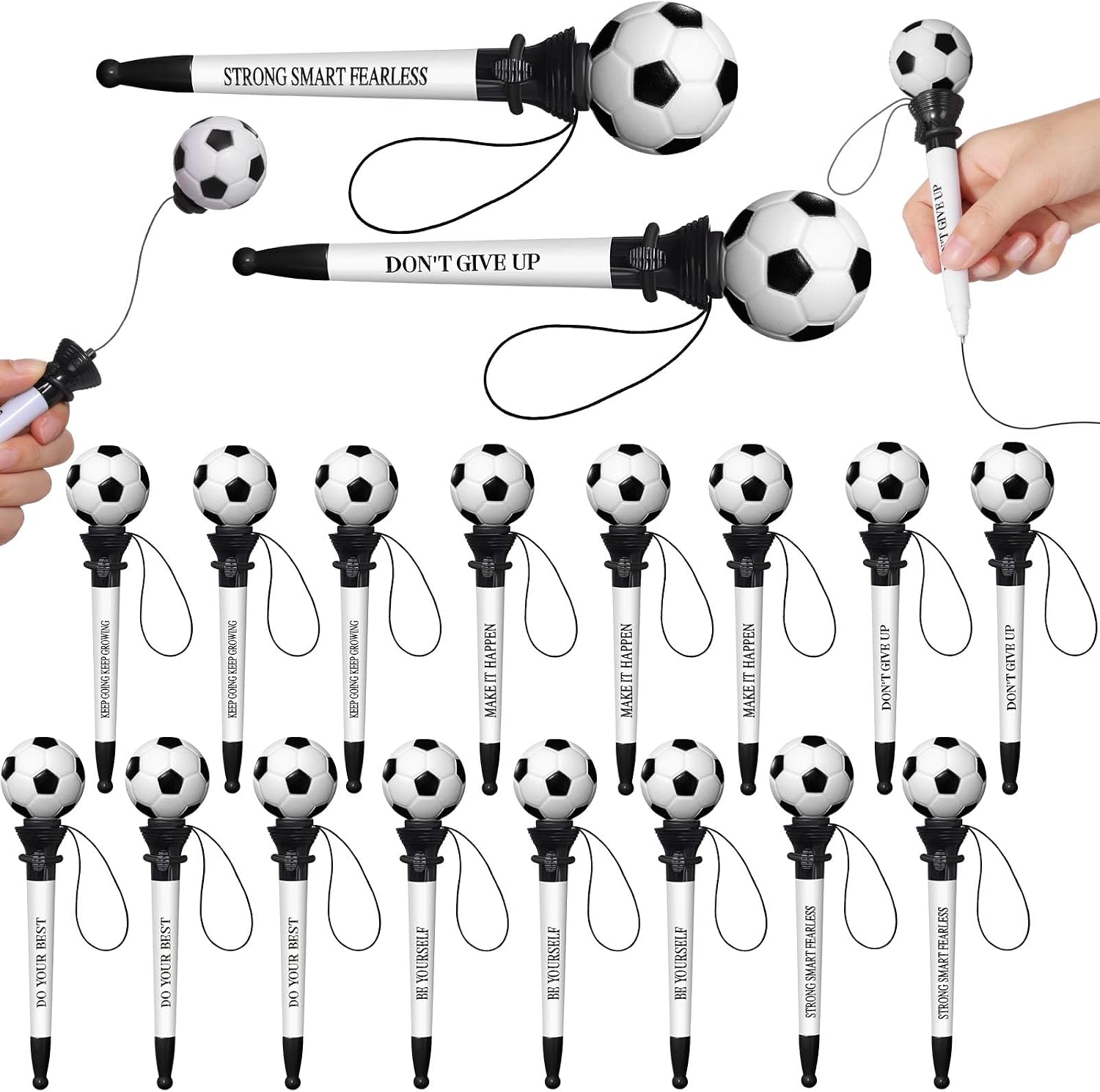 18 Pcs Football Inspirational Pens Funny Sports Themed Ballpoint Pens Novelty Motivational Gifts Ball Sports Plastic Pens for Teacher Award Office Party Favors Supplies