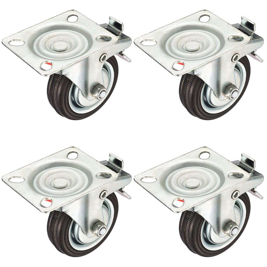 Aexit Ruota pivottante in gomma da 3' da 3 pollici con freno, piastra superiore girevole, capacità di carico 110 libbre ciascuno (edcb8161561bd56122b488058648a535)