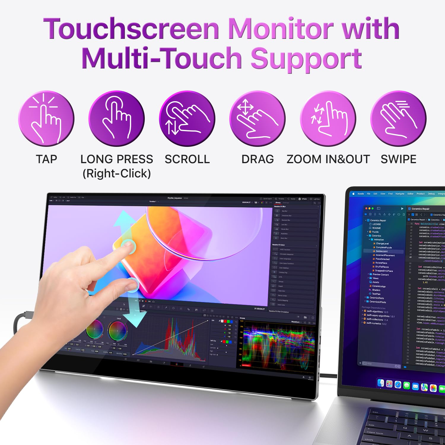 Amazon.com: cocopar Portable Monitor Touchscreen 15.6 Inch 1080P