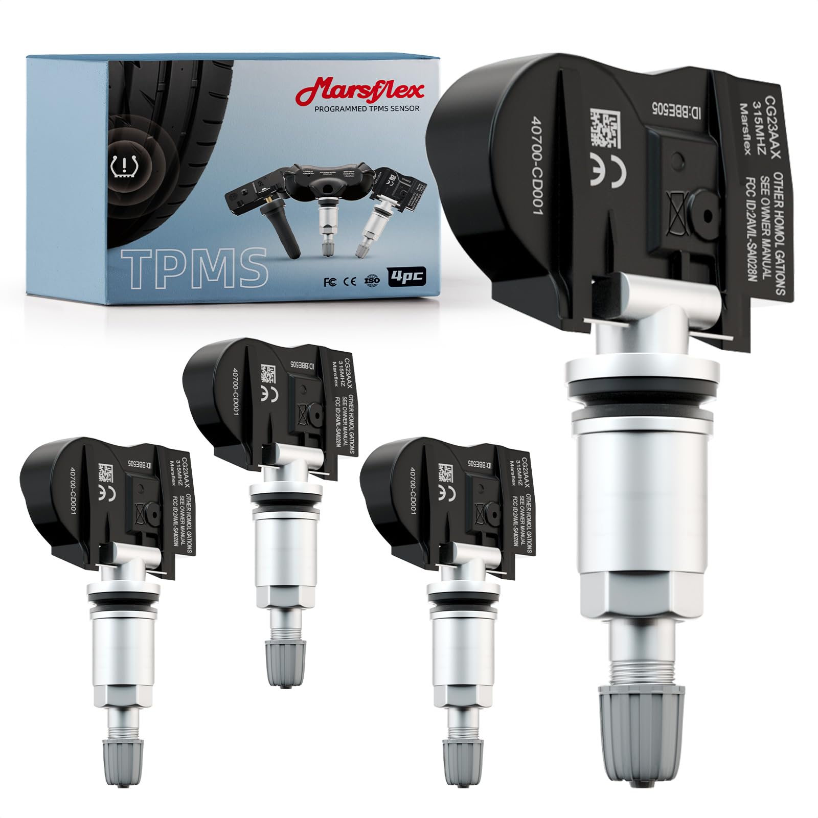 Marsflex TPMS Sensor Compatible for Infiniti Infiniti FX G M Q45 QX4, Nissan 350Z Frontier Murano Pathfinder, Programmed Tire Pressure Monitoring System Replaces# 40700-CD001, 4PCS