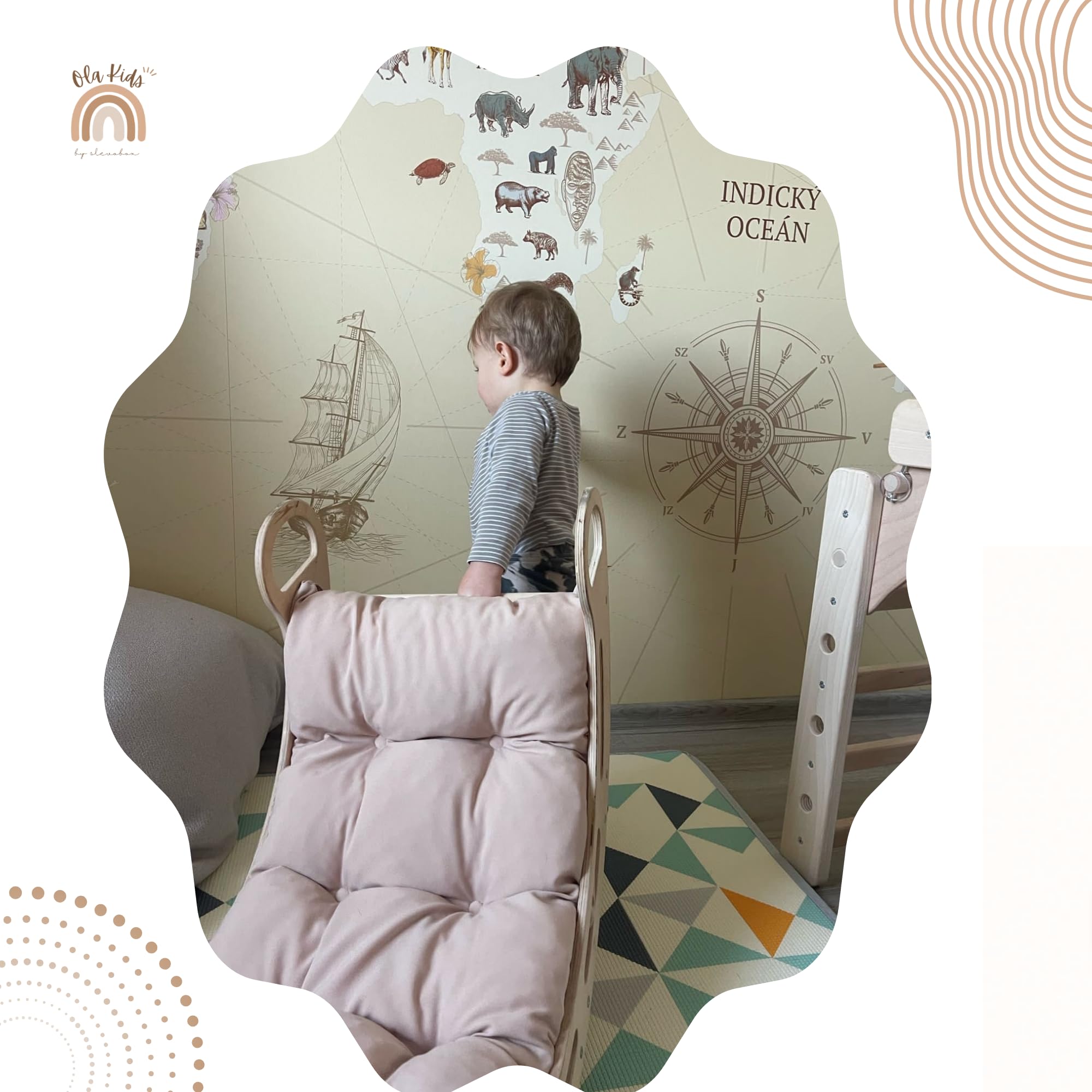 Triangulo Pikler Montessori 85x41x39cm - Triangulo Escalada Bebe con Tobogán Infantil - Escalera Montessori Madera - Arco Montessori Madera - Estimula el Desarrollo de la Motricidad