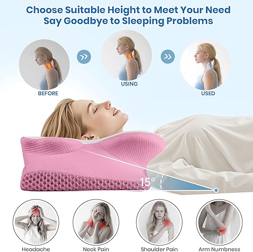 Miniatura 4 de Almohada cervical cervical para dormir, almohada de espuma viscoelástica para dormir lateral, almohadas ergonómicas para aliviar el dolor de cuello,