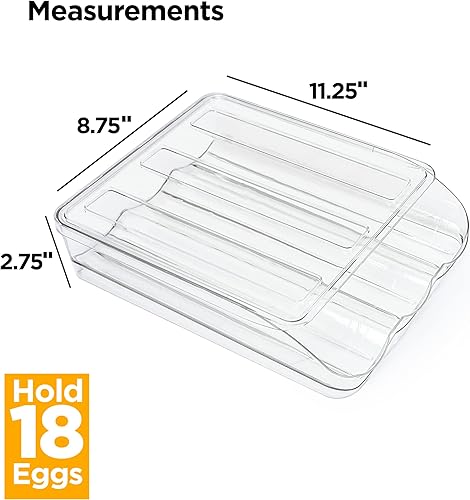 Miniatura 2 de Soporte transparente para huevos para refrigerador, contenedor apilable para huevos, plástico resistente, almacenamiento de 18 huevos, fácil de