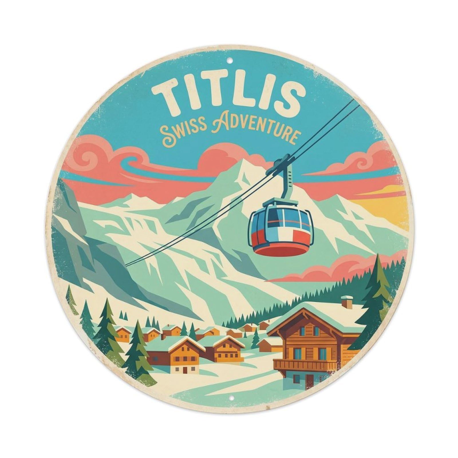 Vintage Travel Titlis Switzerland Metal Tin Sign