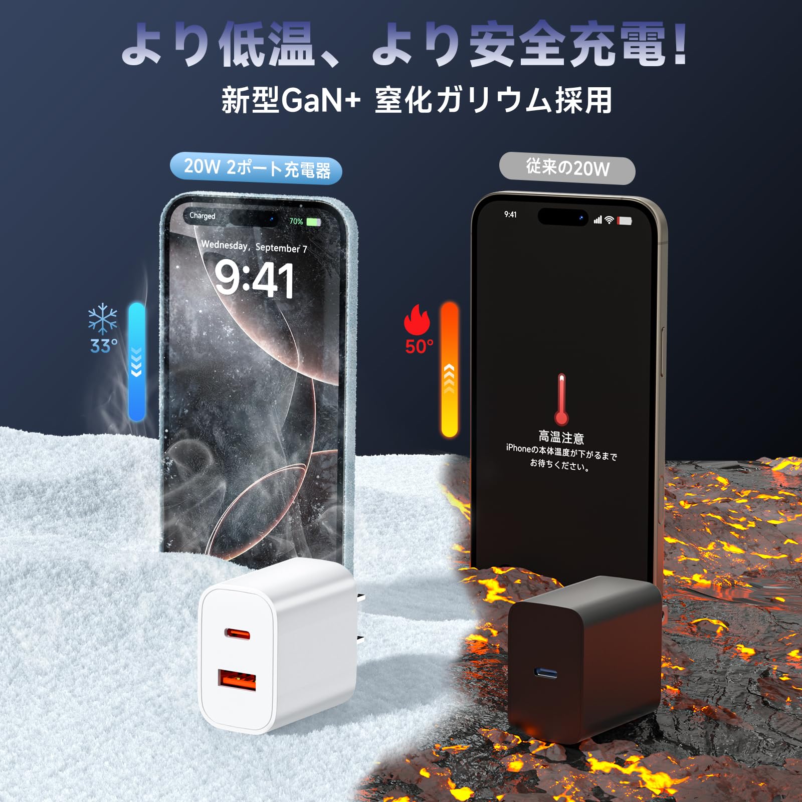 Amazon | iphone-充電器 (20W, 2ポート) USB type-c 急速充電
