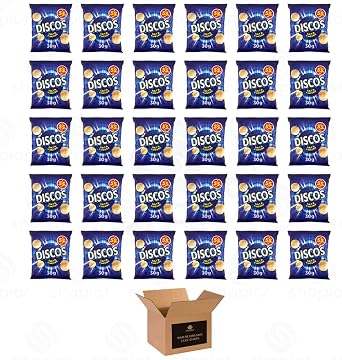 Discos Crisps Multipack | Cheese & Onion, Salt Vinegar, Prawn Cocktail, Pickled Onion| Bold Flavour, Crunchy Snack for Lunchboxes, Office, School Salt & Vinegar 55p - 30g x 30Pack