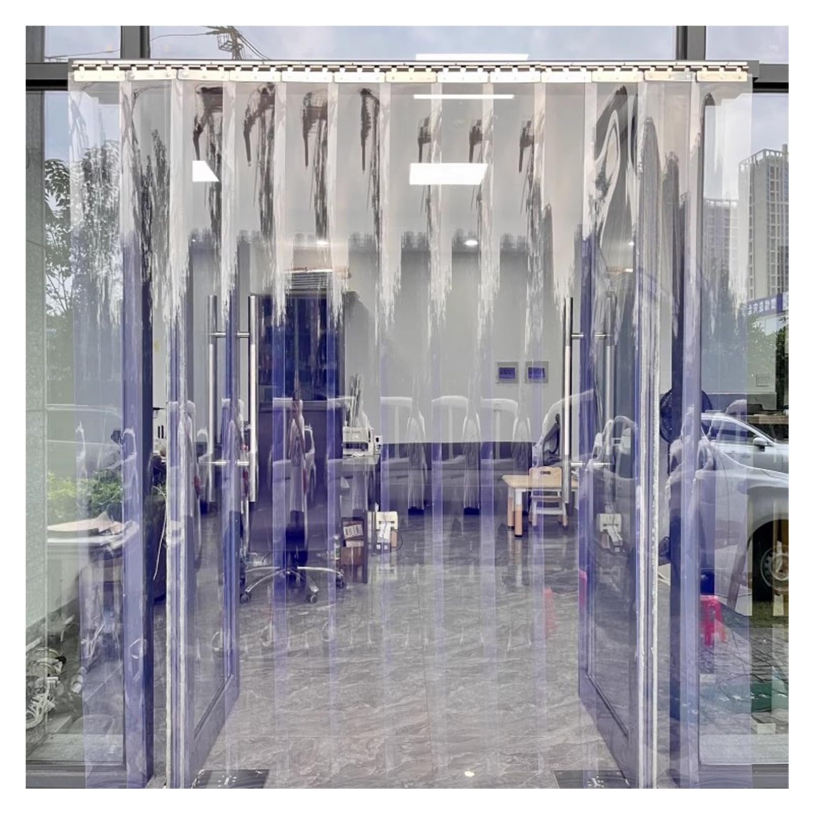 Rideau À Lanières Industriel Transparent, Rideau À Lamelles en PVC Convient pour La Porte D'entrée du Salon, Facile À Entrer Et À Quitter(165x200cm/64.96x78.74in)