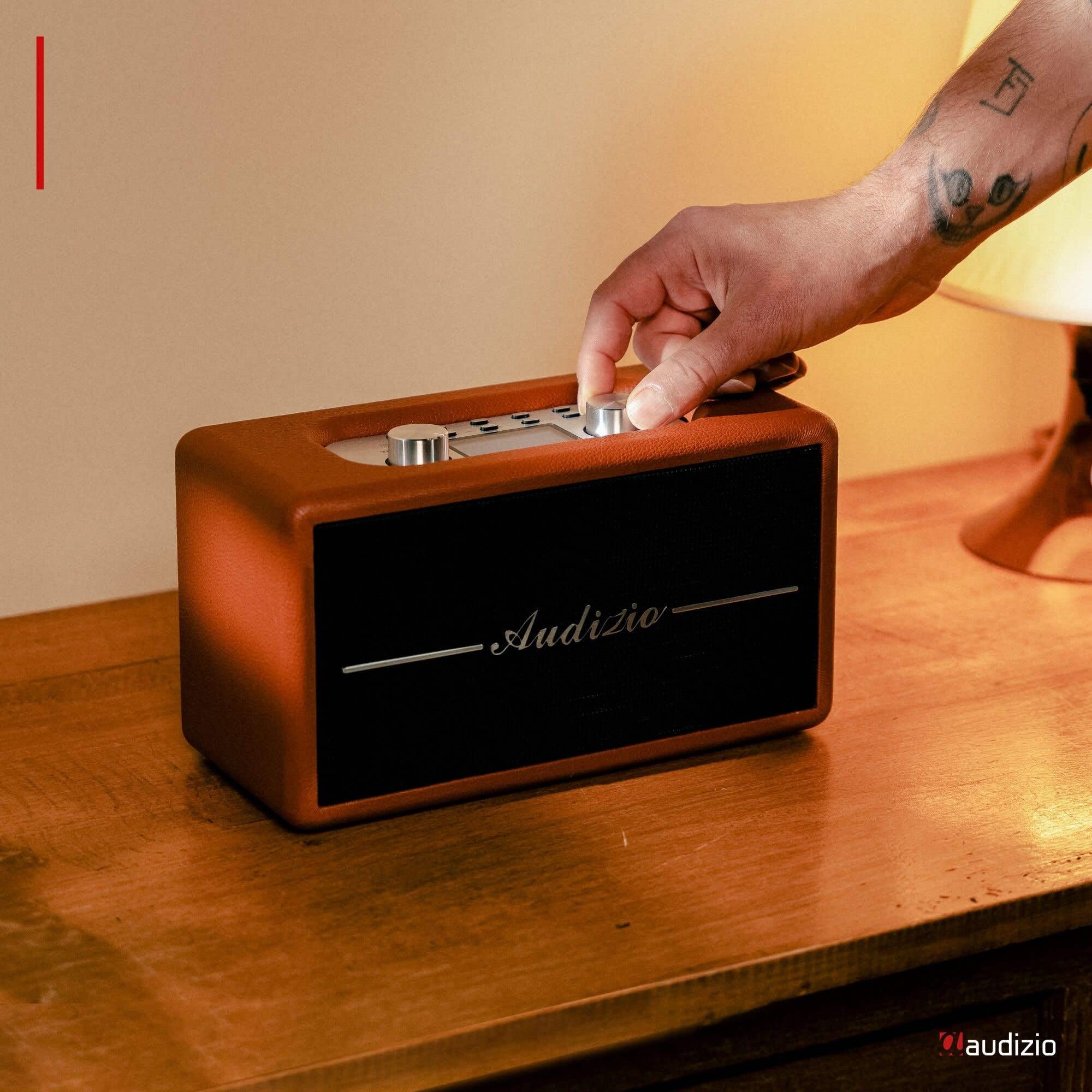 Audizio Tune60 Radio DAB+/FM Bluetooth Vintage Design Lettore USB SD Display LCD Sveglia Digitale Portatile AC Batterie