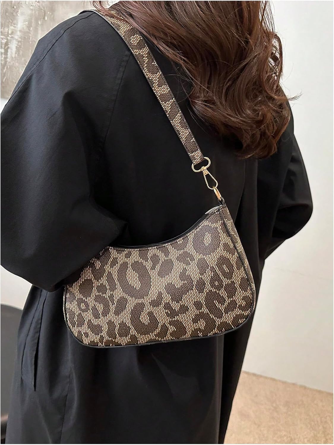 SHENHE Women's Leopard Print Handbag PU Leather Small Clutch Hobo Underarm Purse Shoulder Bag - Image 2