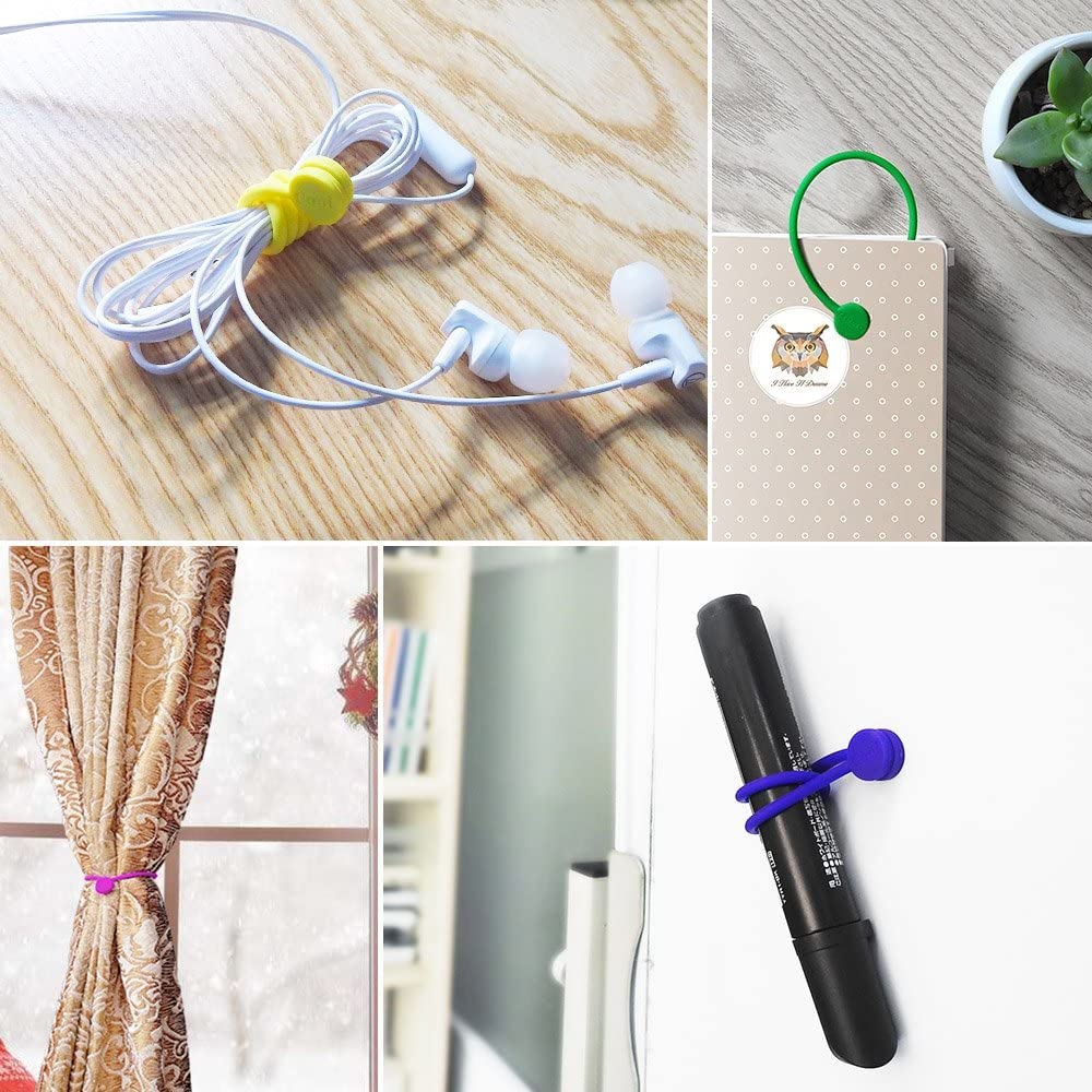 16 stuks Magnetische Kabelbinder, Kabelbeheerclip Siliconen Kabelbinders Herbruikbare Clip Snoeropbergers voor Opladen Oortelefoon Reizen Apparaat Elektrische Snoeren Bureau (8 Kleuren