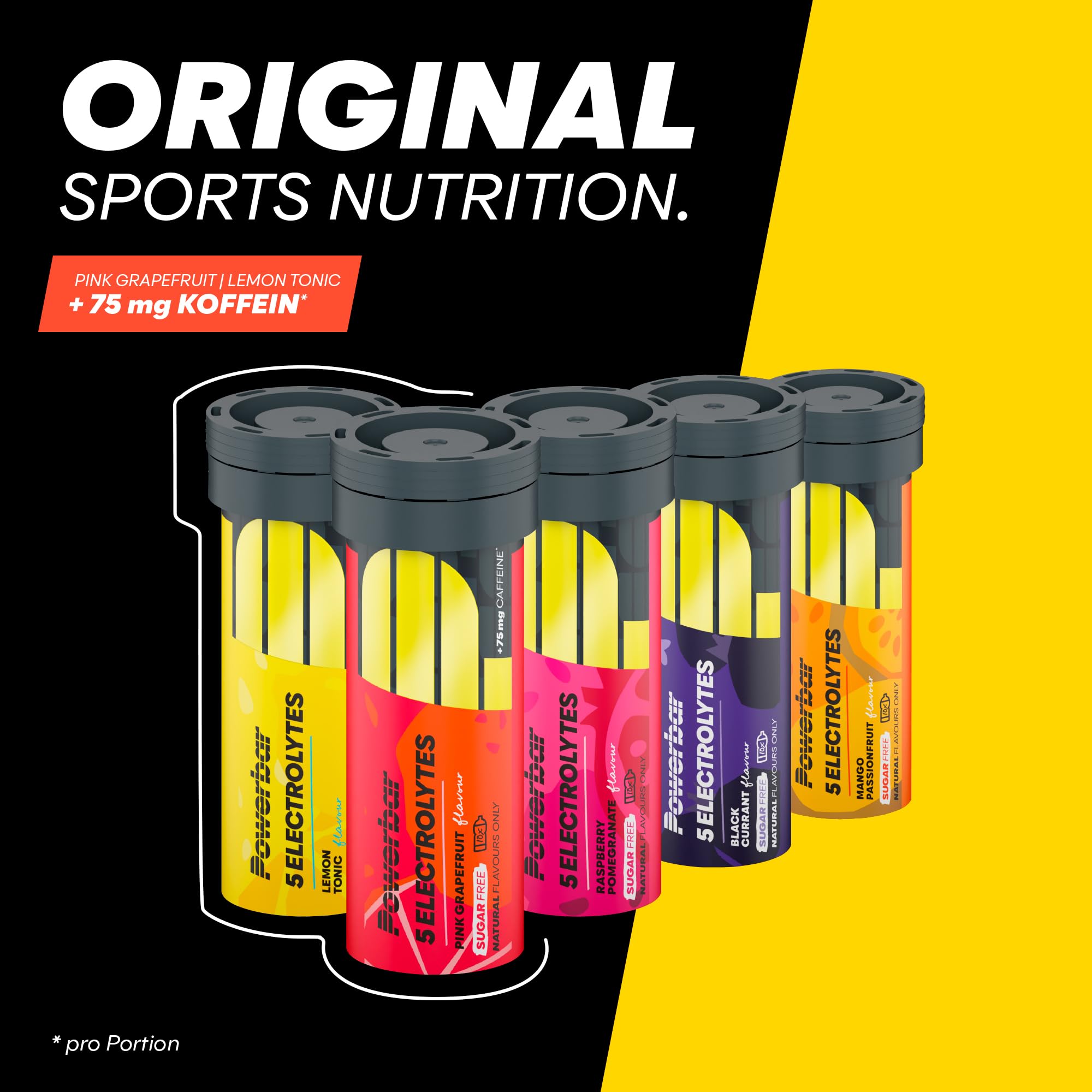 Powerbar - 5 Electrolytes - Pink Grapefruit - Brausetabletten mit 5 Elektrolyten - 10 Stück (12er Pack) - 75mg Koffein