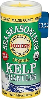 Maine Coast Sea Vegetables Kelp Granules Blend | Organic Seaweed Snacks | Sustainably Harvested | Low Sodium Salt Alternative | Rich in Iodine & Minerals | Ideal for Soups, Salad | 1.5 oz (Pack of 1)