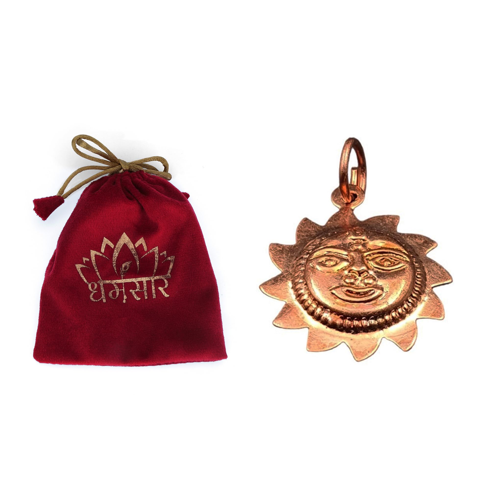 Dharmsaar Pack Of 3 Combo Set Small Suraj Locket,Sooraj Pendant Necklace for Men Women,Copper Shri Surya Locket for Boys Girls,Sun Metal Pendant Religious Jewelry Gift Item (Without Chain)