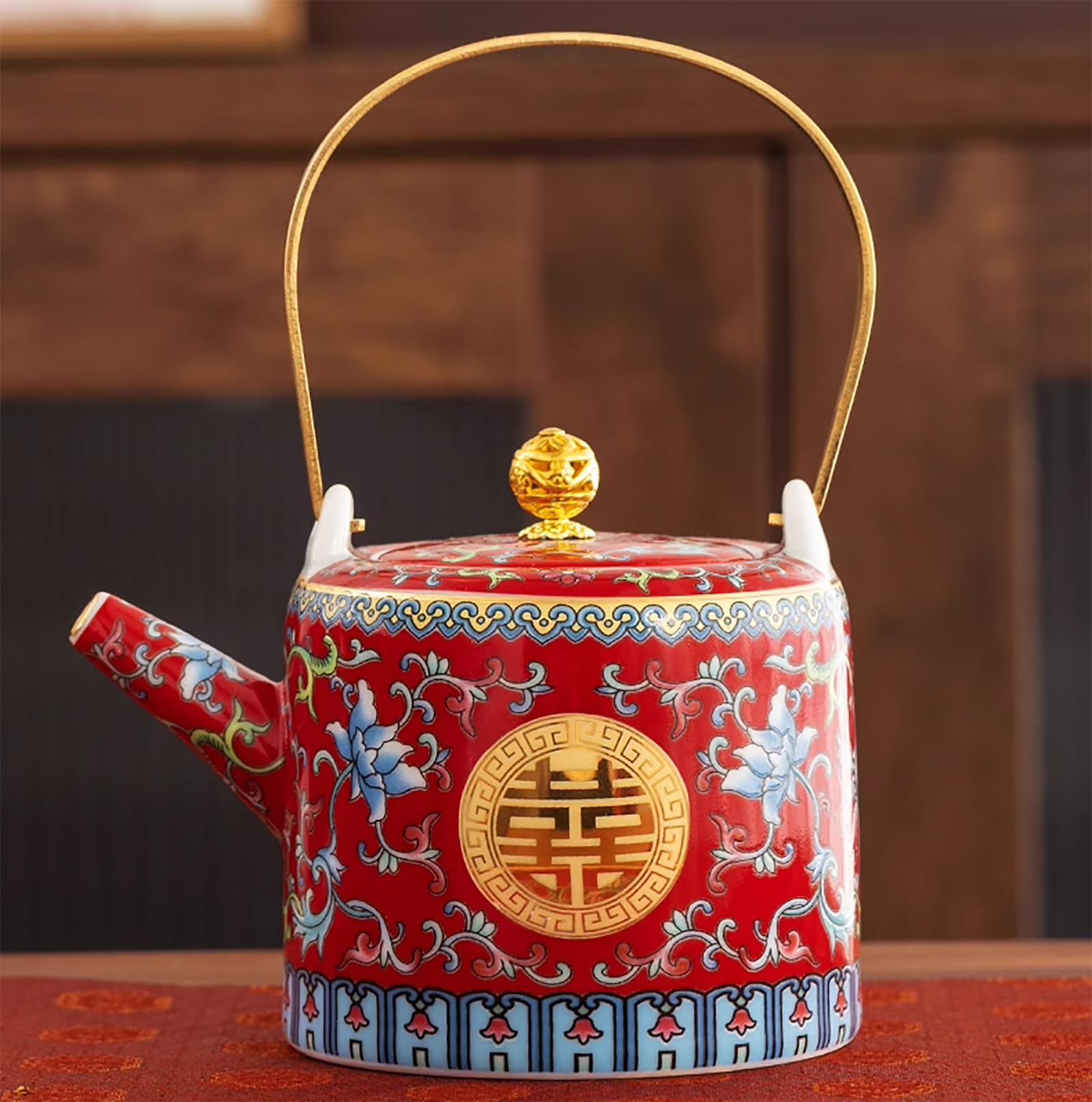 Élégant service à thé traditionnel chinois de mariage, belle porcelaine avec poignée de poutre, cadeau de cérémonie du thé de mariage idéal pour les jeunes mariés et amis, fournitures de décoration de