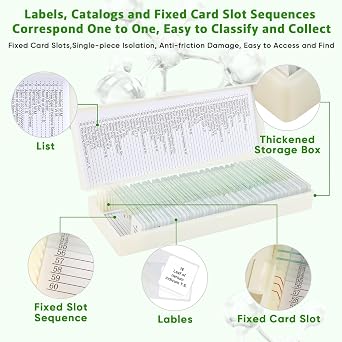 60 Microscope Slides with Specimens,Prepared Microscope Slides for Kids,Glass Slides for Microscope,Prepared Slides for Kids Microscope,Microscope Slide Preparation Kit for Biology Science Classes