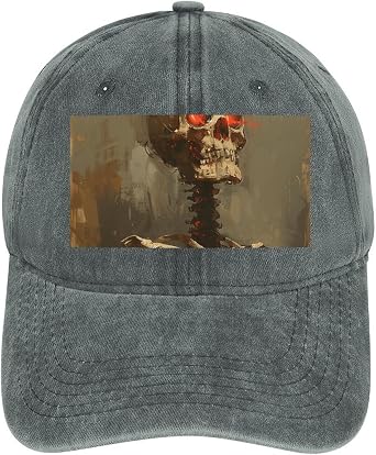 Baseball Cap Cowboy Dad Hat for Men Women Baseball Hat Skeleton with Red Eyes Golf Dad Cap