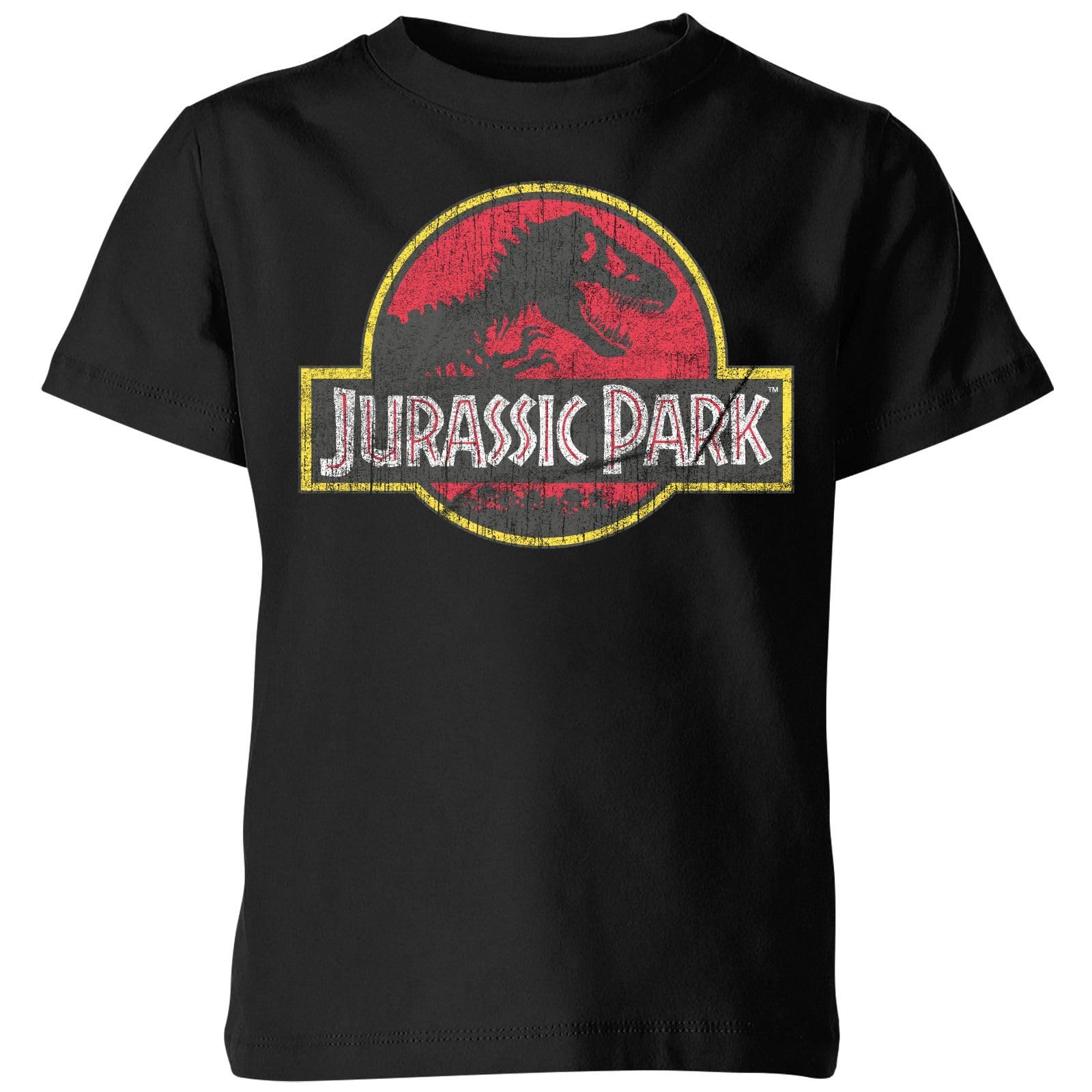 Zavvi Unisex Kids Black Official Jurassic Park Logo Vintage Kids T-Shirt - Yxs